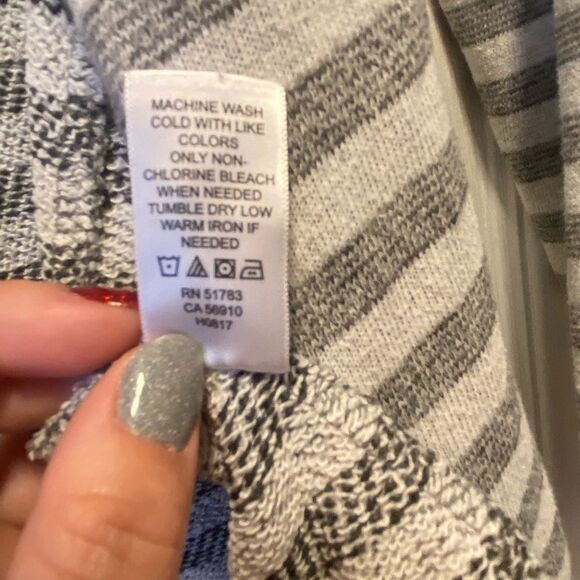 Maurice’s Cowl Neck ~ Button Collar Open Front Striped Cardigan Sweatshirt - Picture 5 of 7